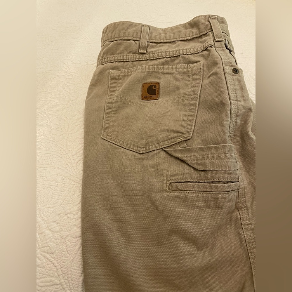 Carhartt Loose Original Fit Khaki Tan Carpenter Pants 40 x 30